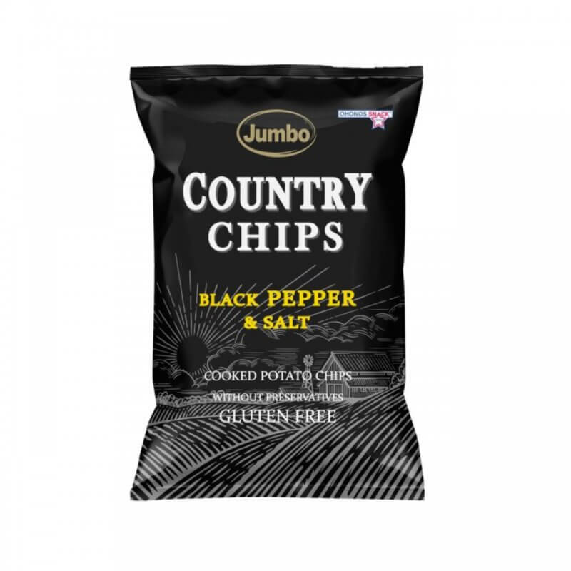 Jumbo Country chips πατατάκια Μαύρο Πιπέρι και Αλάτι χωρίς γλουτένη