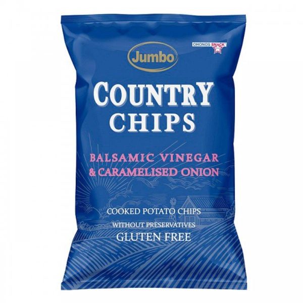 Jumbo Country chips πατατάκια με γεύση Βαλσάμικο ξύδι και καραμελωμένο κρεμμύδι χωρίς γλουτένη