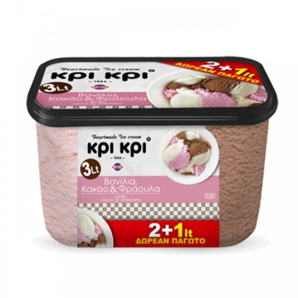Κρι κρι παγωτό Heartmade Βανίλια, Κακάο & φράουλα 3lt