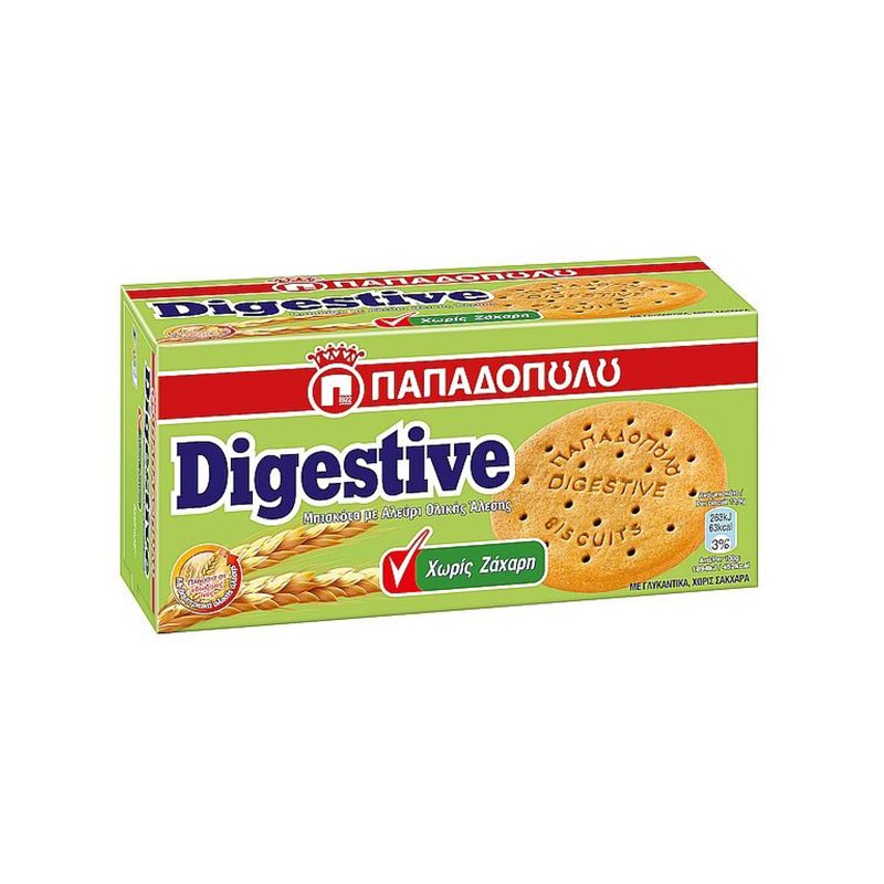 Παπαδοπούλου μπισκότα Digestive χωρίς ζάχαρη 250gr