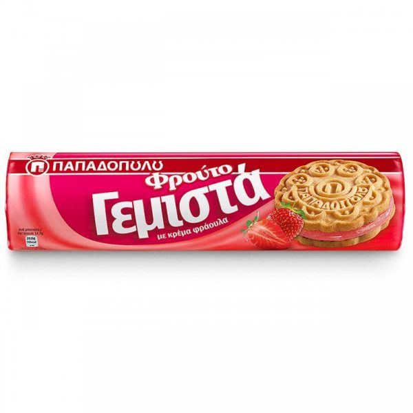 Παπαδοπούλου μπισκότα γεμιστά με φράουλα 200gr