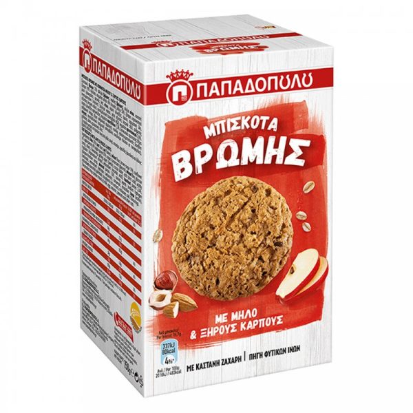 Παπαδοπούλου μπισκότα βρώμης με μήλο και ξηρούς καρπούς 150gr