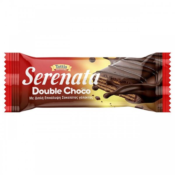 Serenata γκοφρέτα Double Choco με Διπλή επικάλυψη σοκολάτας γάλακτος και γέμιση κρέμας κακάο 48gr