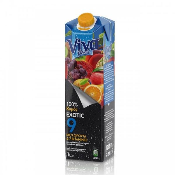 Viva φυσικός χυμός Exotic 9 φρούτα & 7 βιταμίνες 1lt