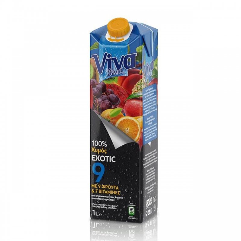 Viva φυσικός χυμός Exotic 9 φρούτα & 7 βιταμίνες 1lt
